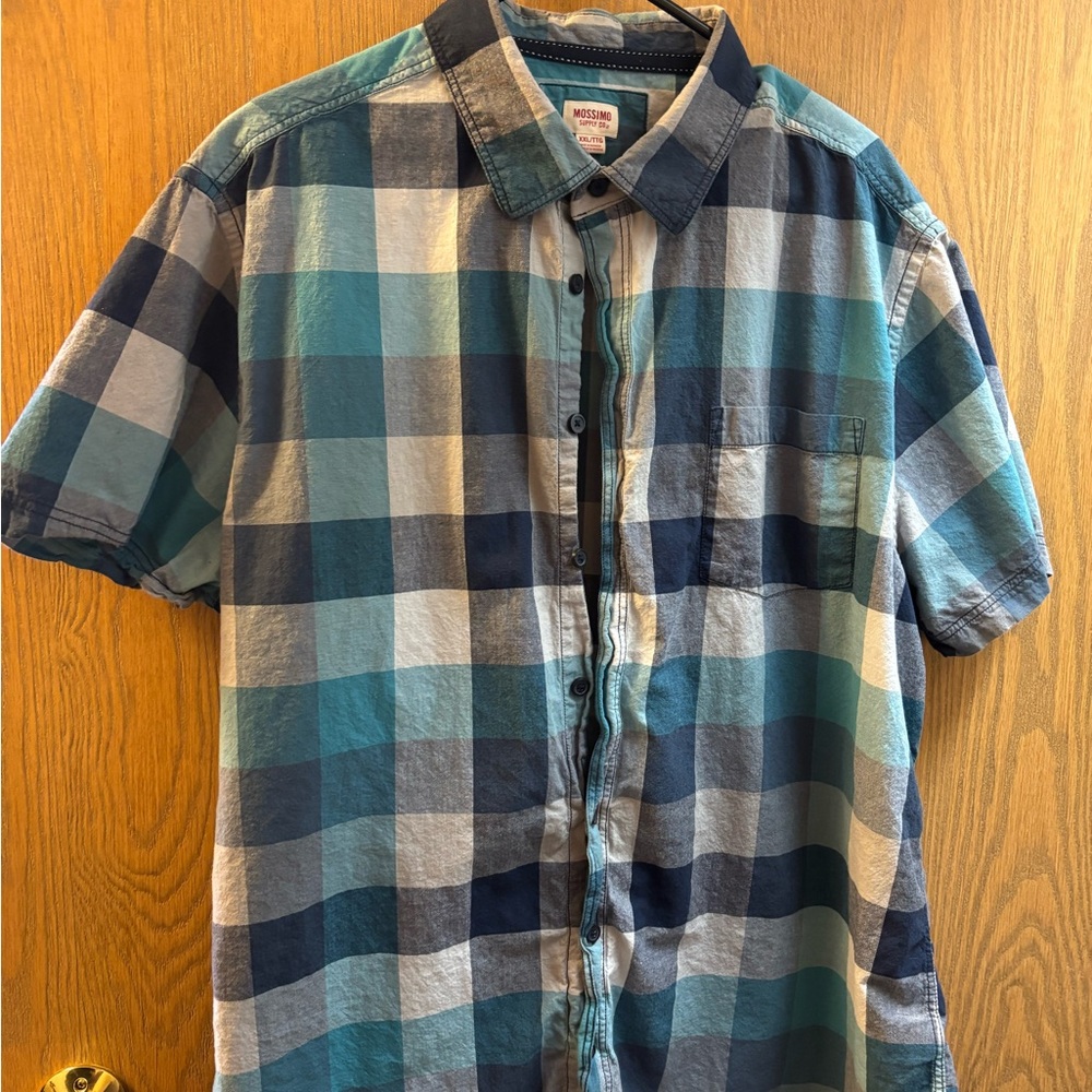 Mossimo Supply Co. Teal and Navy Plaid Shirt